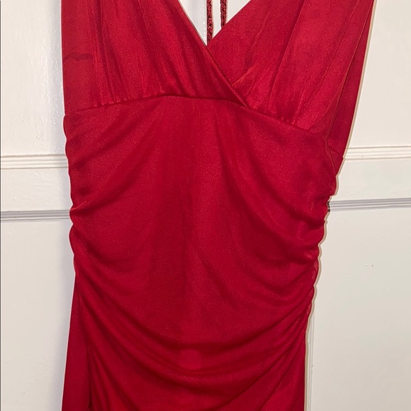 City Triangles Small Red Ruched Ruffled High Low Dress - Picture 6 of 9